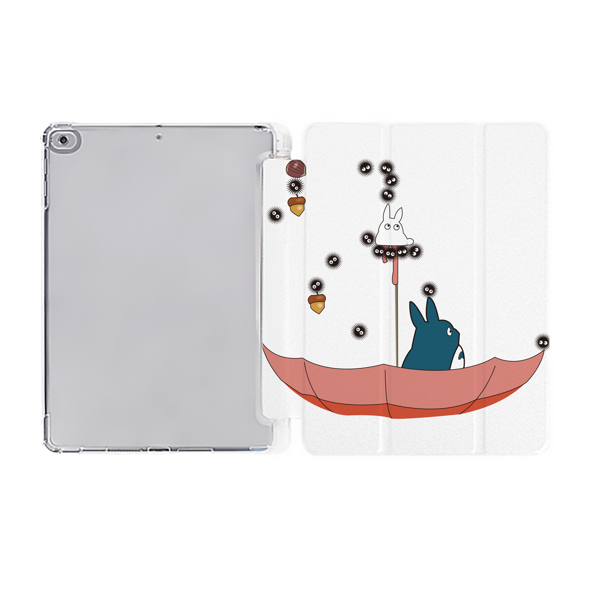 （画像用） となりのトトロ 草壁メイ 草壁サツキ My Neighbor Totoro Satsuki Kusakabe Mei Kusakabe IPad ケース ペン収納付き 三つ折りスタンド PUレザー×シリコン 対応機種9.5/10.5/10.9インチ
